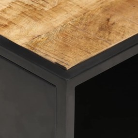 Tavolino con anta intagliata 90x55x36 cm legno di mango grezzo