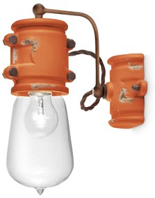 Applique Vintage Urban Ferro E Ceramica Arancio 1 Luce E27 22Cm