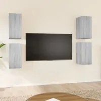 Mobili TV 4 pz Grigio Sonoma 30,5x30x60 cm in Legno Multistrato 3120327