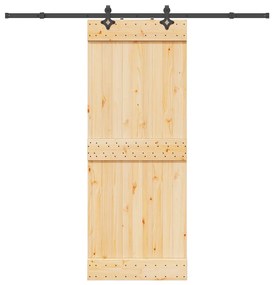 Porta Scorrevole Con Set Hardware 80x210 Cm Legno Massello Pino /