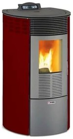 Stufa a pellet ad aria 10.1 kW ventilazione frontale King 12 Round bordeaux