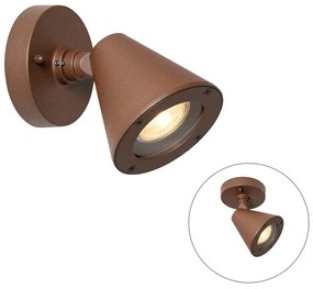 Lampada da parete esterna moderna marrone ruggine IP44 orientabile - Ciara