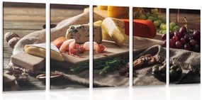 Quadri 5 pezzi – Variazione di formaggi su tavola