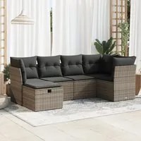 Set Divano da Giardino 6 pz con Cuscini Grigio in Polyrattan 3325286