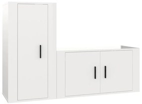 Set di Mobili Porta TV 2 pz Bianco Lucido in Legno Multistrato