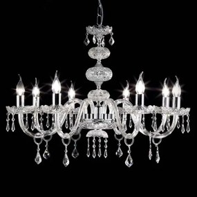 Lampadario sospeso DALLAS D87 cm in cristallo con finiture cromo 8 luci