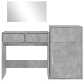 Set da toeletta 3 pz grigio cemento in legno multistrato