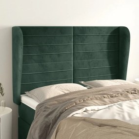 Testiera Ad Orecchio Verde Scuro 147x23x118/128cm İn Velluto /