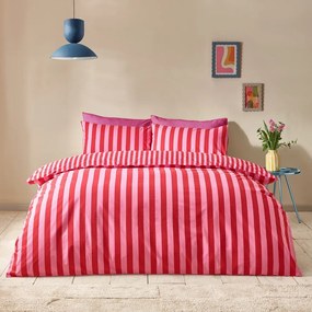 Set copripiumino e federa rosso/rosa per letto singolo 135x200 cm Stripe Tease – Sassy B