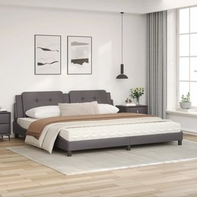 Letto con materasso grigio 200x200 cm in similpelle