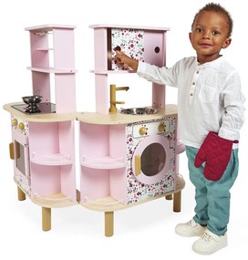 Cucina in legno per bambini double-face con lavatrice - Twist
