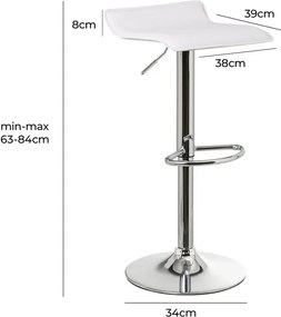 Set di sedie da bar bianca in imbottito con altezza regolabile 2 pz (altezza della seduta 63 cm) – Casa Selección