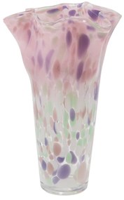Vaso arredo 27 cm vetro sfumature rosa
