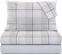 Completo letto matrimoniale scozzese azzurro in flanella