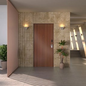 Porta blindata DI.BI. Code Impr L 80 x H 210 cm in melaminico noce tanganika/marrone, apertura spingere a sinistra, falso telaio incluso