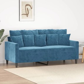 Divano A 2 Posti Blu 140 Cm İn Velluto /