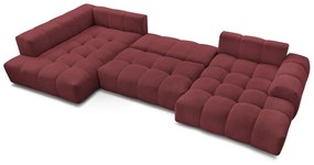 Divano angolare burgundy allungabile e con contenitore (penisola a sinistra/a U) con rivestimento in ciniglia Everest – Bobochic Paris