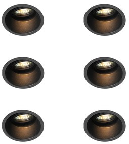 Set di 6 faretti da incasso moderni neri orientabili e inclinabili - Alloy