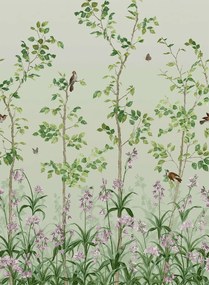 Little Greene Carta da parati Bird and Bluebell - Pea Green