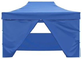 Gazebo Professionale Pieghevole con 4 Pareti 3x4 m Acciaio Blu