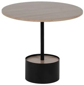 Tavolino da Caffè Nero Naturale Ferro Legno MDF 50 x 50 x 45 cm