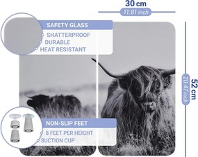 Set di copri fornelli in vetro temperato 2 pz 30x52 cm Universal Highland Cattle – Wenko