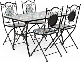 Set Bistrot Tavolo Mosaico 80x120 Cm Con 4 Sedie Pieghevoli Mykonos Bizzotto