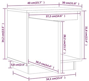 Comodini 2 pz Miele 40x30x40 cm in Legno Massello di Pino