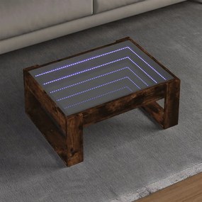 Tavolino Da Salotto Con Led Infinity Rovere Fumo 70x53x30 Cm /