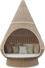 MELODIA - conchiglione con struttura in alluminio verniciato rivestito in rattan