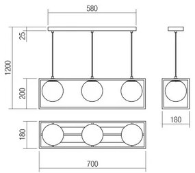 Redo 01-3057 - Lampadario a sospensione con filo ZODIAC 3xE14/28W/230V