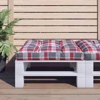 Cuscino per Pallet a Quadri Rossi 80x80x12 cm in Tessuto 360504