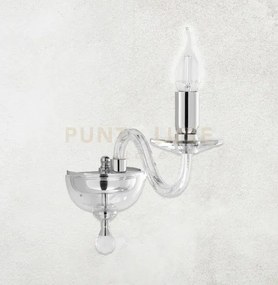 Applique 1306 1 luce trasparente e cromo attacco e14 h.20cm