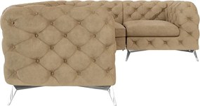 Divano angolare marrone chiaro (con penisola a destra/a L) con rivestimento in velluto Chelsea – Ropez