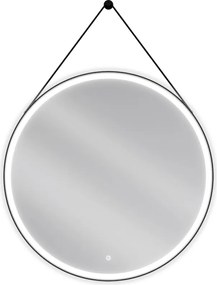Mexen Reni specchio da bagno illuminato, rotondo 90 cm, LED 6000K, antiappannamento, cornice nera - 9812-090-090-611-70