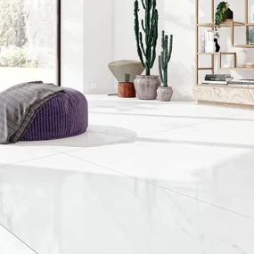 Piastrella da pavimento interno 60 x 120 cm Sp. 10.5 mm rettificato Marmi in gres porcellanato smaltato lucido bianco traffico intenso (pei 4/5) R9 1.44 mq