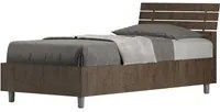 Letto Singolo 80x200 cm testata inclinata con doghe Ankel - Contenitore,Noce