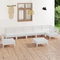 Set Divani da Giardino 8 pz in Legno Massello di Pino Bianco cod mxl 44899