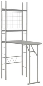 Set tavolo e sedie pieghevoli scaffale 3 pz mdf acciaio grigio