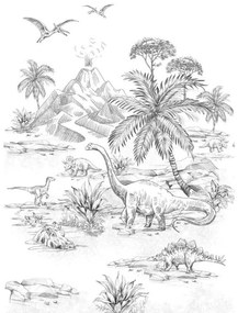 Fotomurale Dinosauri, bianco e nero