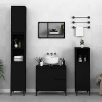 Set di Mobili da Bagno 3 pz Nero in Legno Multistratocod mxl 77353