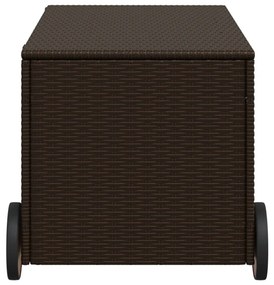 Contenitore da giardino con ruote marrone 190l in polyrattan