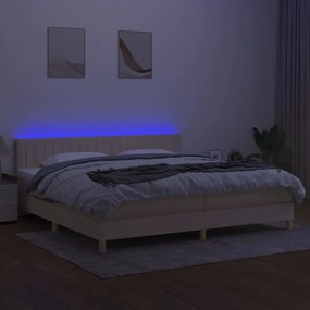 Letto a molle materasso e led bianco 200x200cm in tessuto