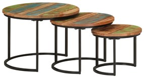 Tavolini a incastro 3 pz in legno massello di recupero