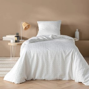 Set copripiumino e federa bianco in microfibra per letto singolo 140x200 cm Litea – douceur d'intérieur