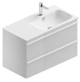 Mobile sottolavabo e lavabo Linea per doppia vasca bianco opaco in truciolare L 90 x H 55 x P 46 cm 4 cassetti