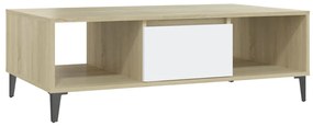 Tavolino salotto bianco rovere sonoma 103,5x60x35cm truciolato