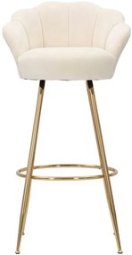 Sgabello bar Vienna in velluto crema con gambe dorate cm 55x53x110