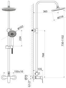 Aqualine - Set doccia con rubinetto LOTTA opaco nero