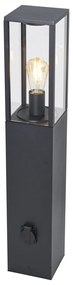 Lampada da terra moderna da esterno nera 80 cm con presa IP44 - Charlois
